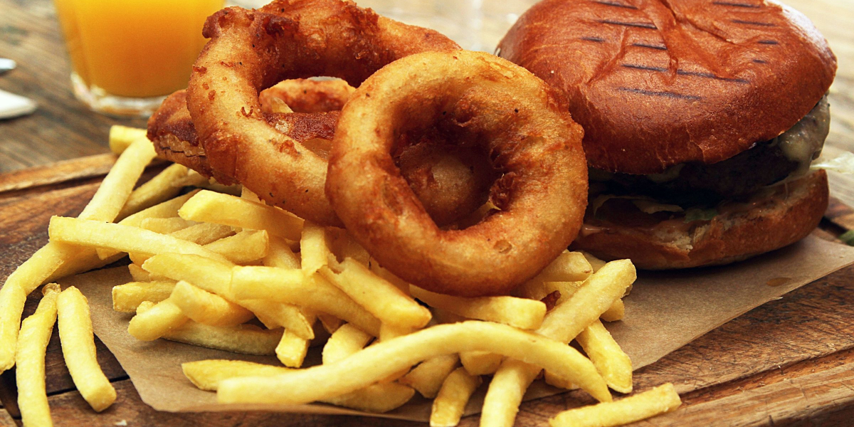 french fries and onion rings